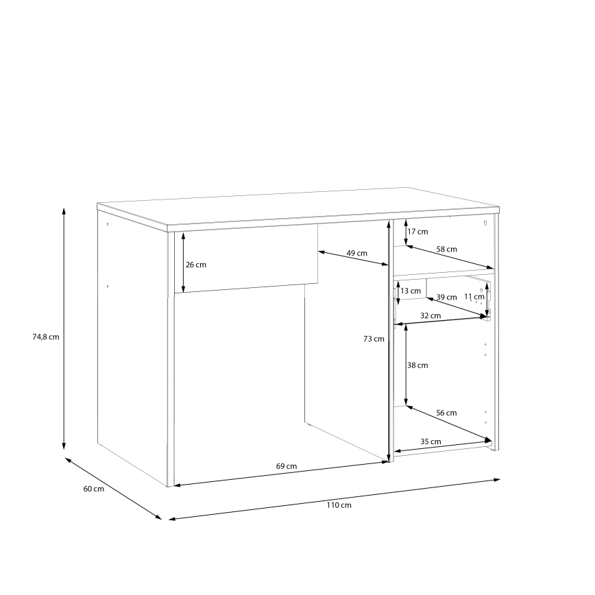 Rakstāmgalds URO artisan ozols/balts