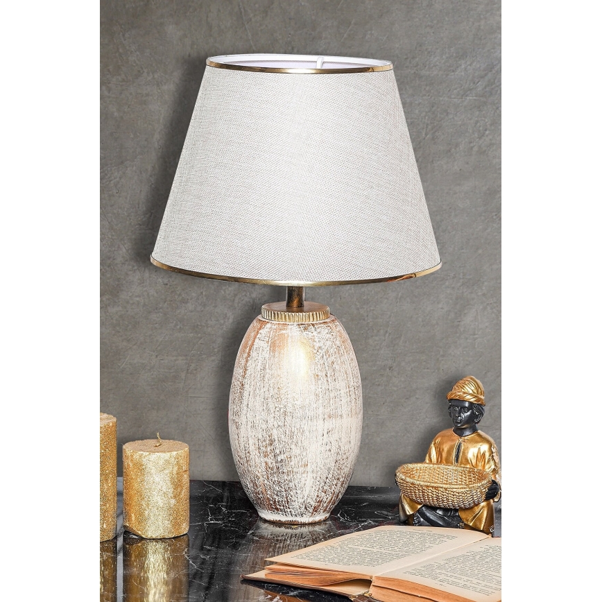 RAMZES Galda lampa 1xE27/40W/230V krēma/zelta