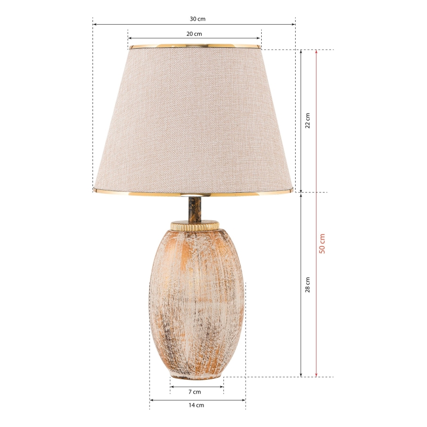 RAMZES Galda lampa 1xE27/40W/230V krēma/zelta
