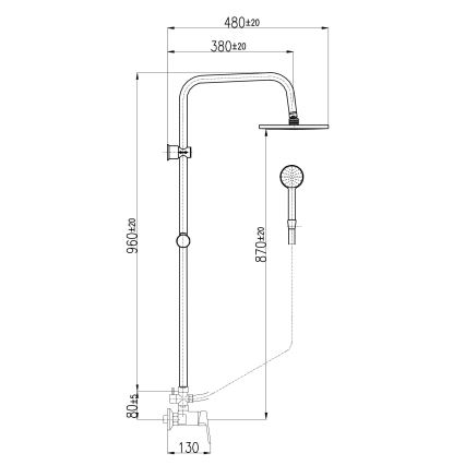 RAV Slezák CO182.5/7 - Dušas komplekts ar jaucējkrānu COLORADO, spīdīgs hroms
