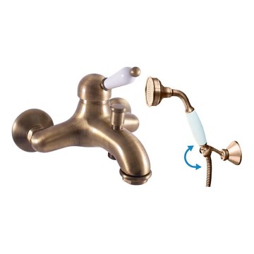 RAV Slezák L554.5/2SM - Vannas komplekts ar jaucējkrānu LABE RETRO vecā misiņa apdare