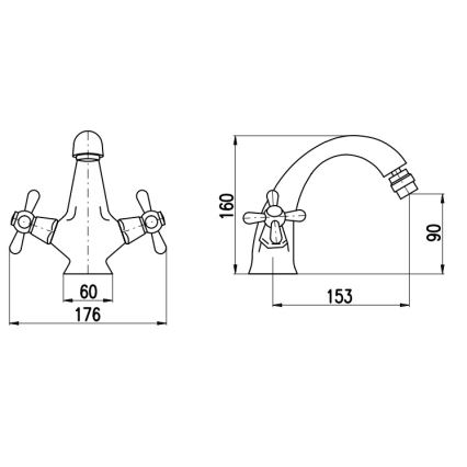 RAV Slezák MK143.0SM - Bidēta jaucējkrāns + iztece MORAVA RETRO 16 cm antīka misiņa