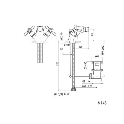 RAV Slezák MK145.0 - Bidēta jaucējkrāns + MORAVA 6,5 cm izplūde, pulēts hroms