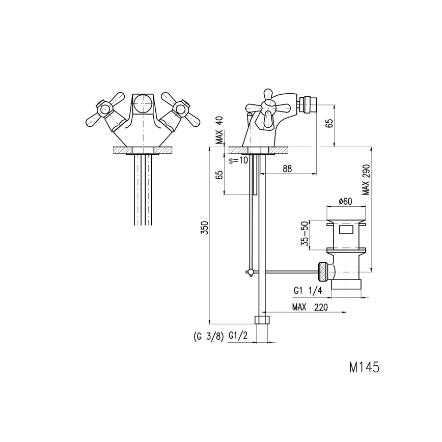 RAV Slezák MK145.0 - Bidēta jaucējkrāns + MORAVA 6,5 cm izplūde, pulēts hroms
