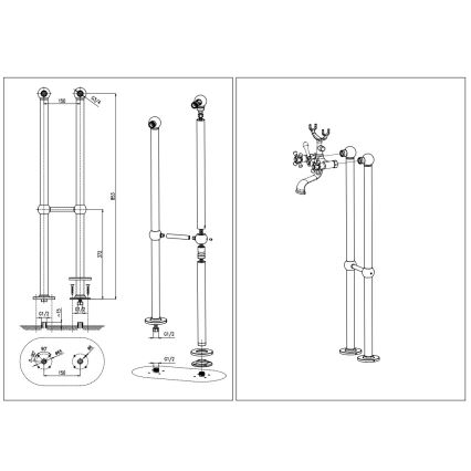 RAV Slezák MK150.5/2CMATSM - Vannas komplekts ar jaucējkrānu MORAVA RETRO melns/misiņš