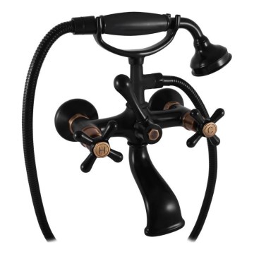 RAV Slezák MK159.5/2CMATSM - Vannas komplekts ar jaucējkrānu MORAVA RETRO melns/misiņš