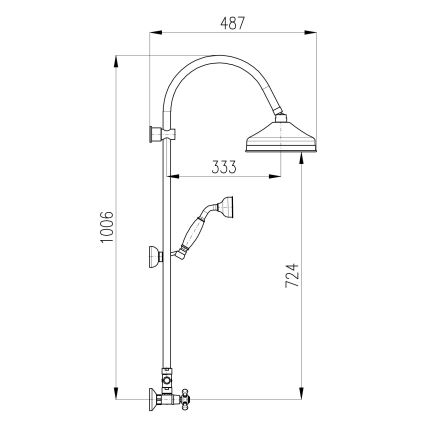 RAV Slezák MK181.5/3SM - Dušas komplekts ar jaucējkrānu MORAVA RETRO, antīka misiņa
