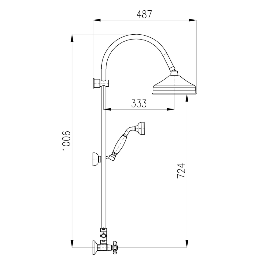 RAV Slezák MK181.5/3SM - Dušas komplekts ar jaucējkrānu MORAVA RETRO, antīka misiņa