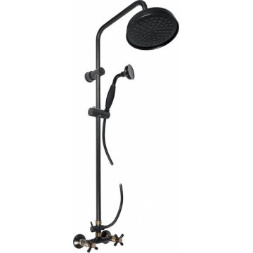 RAV Slezák MK181.5/7CMATSM - Dušas komplekts ar jaucējkrānu MORAVA RETRO, melns/misiņš