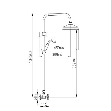 RAV Slezák MK181.5/7CMATSM - Dušas komplekts ar jaucējkrānu MORAVA RETRO, melns/misiņš