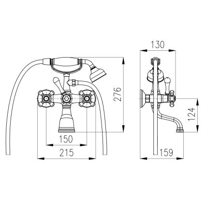 RAV Slezák MK559.5/2SM - Vannas komplekts ar jaucējkrānu MORAVA RETRO, antīka misiņa