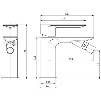 RAV Slezák NL144.0MGL - Bidē jaucējkrāns NIL 13,6 cm spīdīgi pelēks