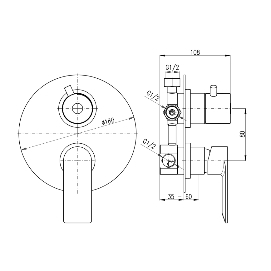 RAV Slezák NL187.3 - Dušas jaucējkrāns slēptai iebūvei NIL spīdīgs hroms