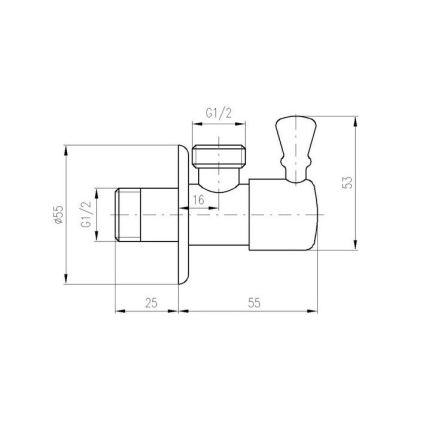 RAV Slezák RV0112Z - leņķa ventilis RETRO spīdīgi zeltains