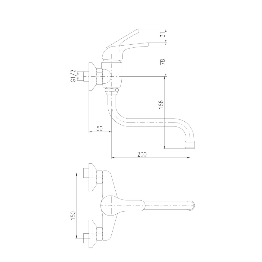 RAV Slezák SA001.5/21 - Virtuves/izlietnes jaucējkrāns SAZAVA spīdīgs hroms