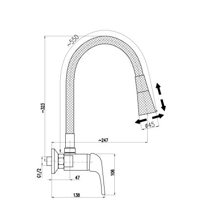 RAV Slezák SA002.5/13S - Virtuves izlietnes jaucējkrāns SAZAVA 32,3 cm, pelēks/spīdīgs hroms