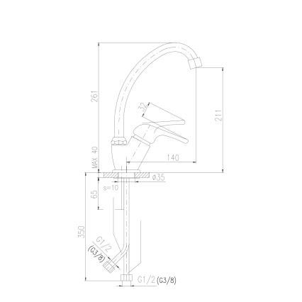 RAV Slezák SA006.0/1 - Izlietnes jaucējkrāns SAZAVA, 26,1 cm, spīdīgs hroms