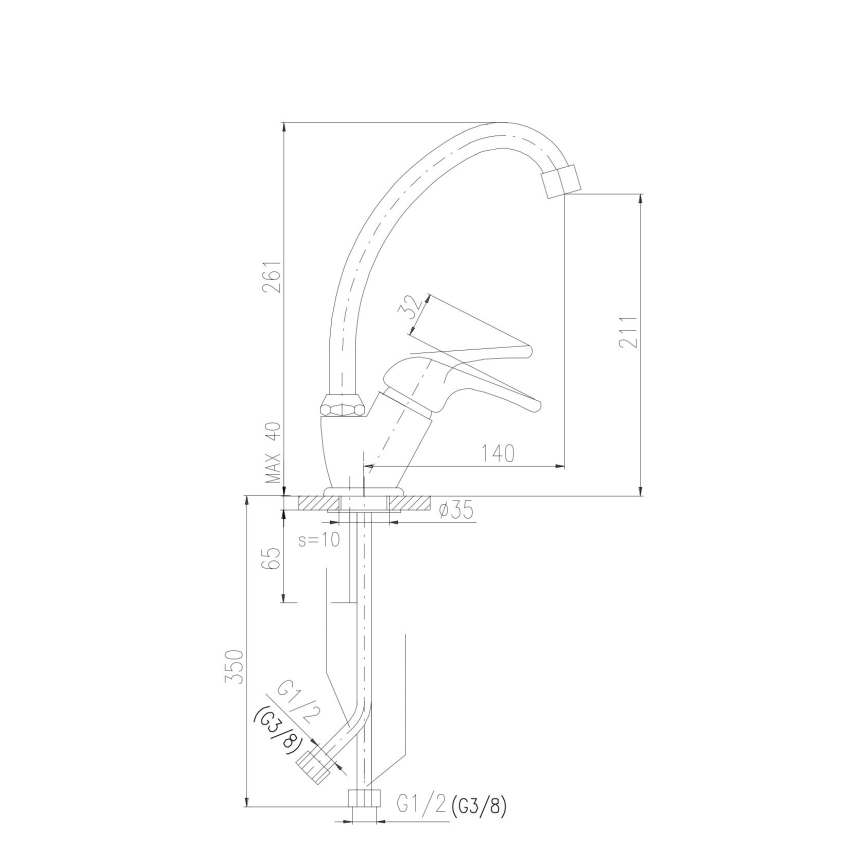 RAV Slezák SA006.0/1 - Izlietnes jaucējkrāns SAZAVA, 26,1 cm, spīdīgs hroms