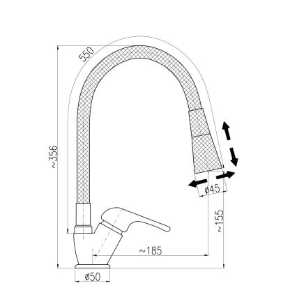 RAV Slezák SA006.0/13CB - Izlietnes jaucējkrāns ar elastīgu iztecēju SAZAVA 35,6 cm, balts/spīdīgs hroms