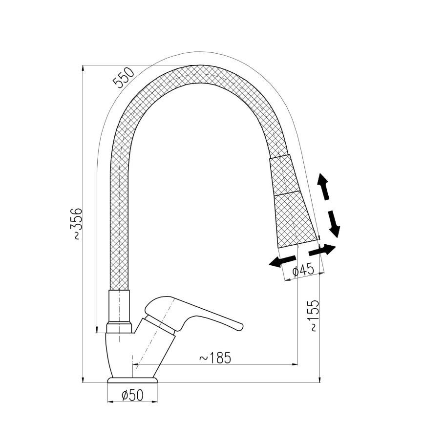 RAV Slezák SA006.0/13CB - Izlietnes jaucējkrāns ar elastīgu iztecēju SAZAVA 35,6 cm, balts/spīdīgs hroms