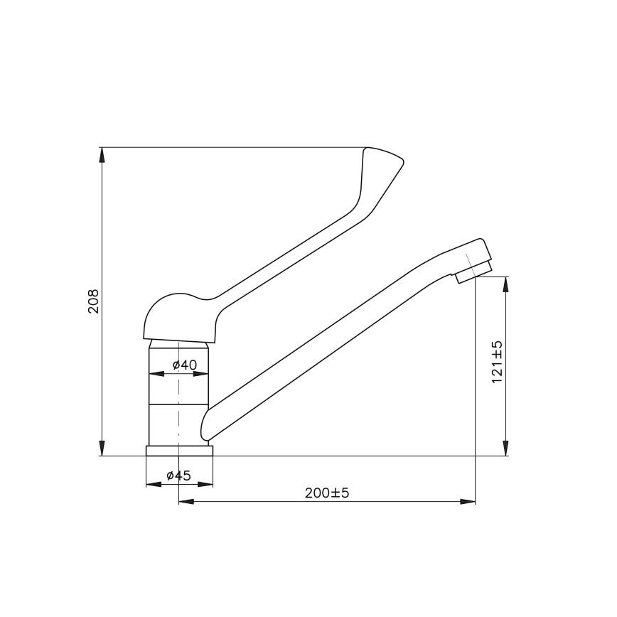 RAV Slezák SA605.0 - Izlietnes jaucējkrāns ar medicīnisku sviru SAZAVA 20,8 cm, spīdīgs hroms
