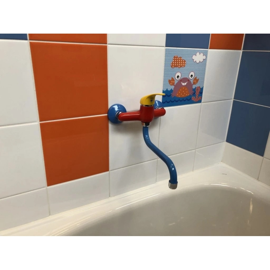 RAV Slezák SAJ001.5/21 - JUNIOR izlietnes jaucējkrāns sarkans/zils/dzeltens