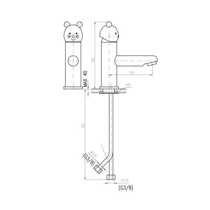 RAV Slezák SE326.0 - Izlietnes jaucējkrāns JUNIOR 18,2 cm sarkans/zils
