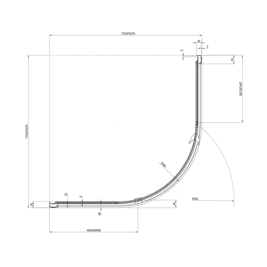 Ravak 37677U00Z1 - Trīsdaļīga kvadranta dušas kabīne PIVOT 90x90 cm matēta
