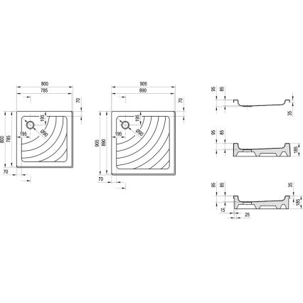 Ravak A007701120 - Kvadrātveida dušas paliktnis ANGELA 90x90 cm balts