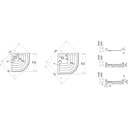 Ravak A204001120 - Kvadranta dušas paliktnis RONDA 80x80 cm, balts