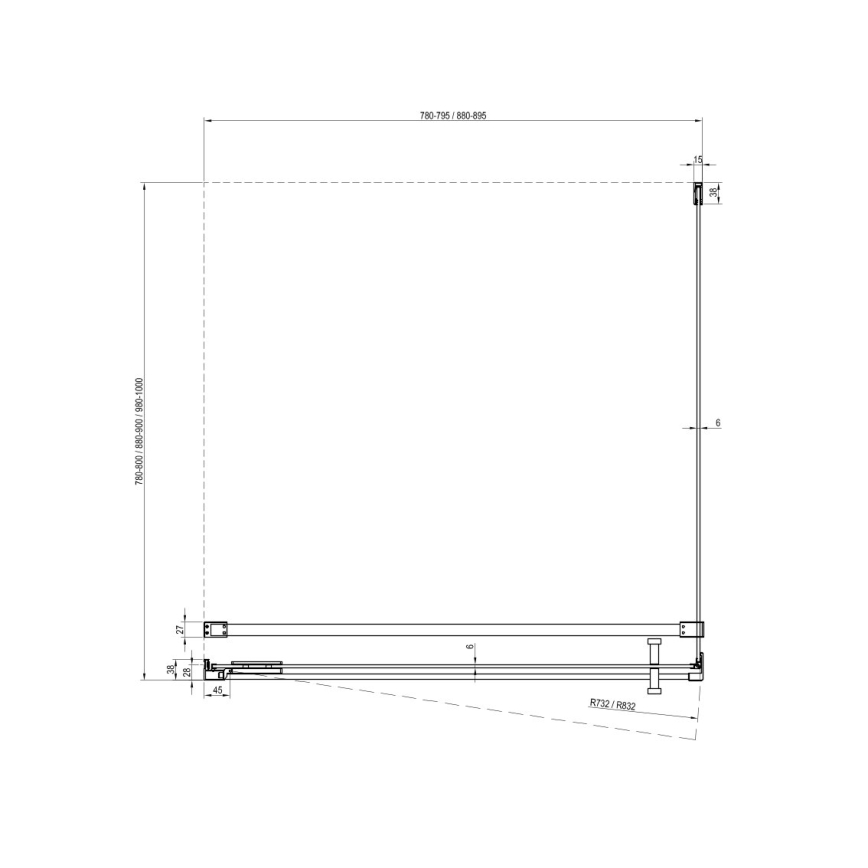 Ravak - Dušas stūris COOL 90x80 cm spīdīgs hroms