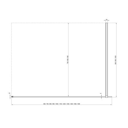 Ravak GW9WA030SZ1 - WALK-IN dušas stūris 100x200 cm melns