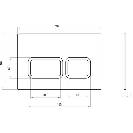 Ravak X01739 - TWIN skalošanas poga 24,7x16,5 cm balta
