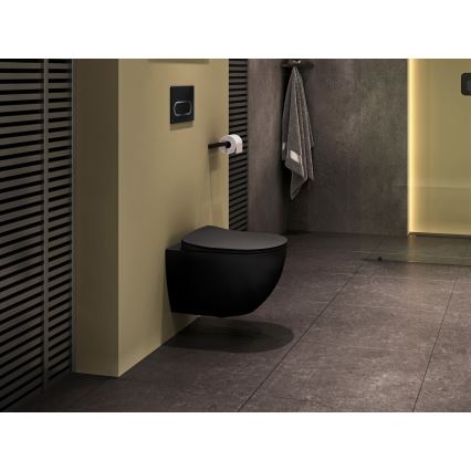 Ravak X01797 - Tualetes skalošanas poga 24,7x16,5 cm CHROME melna