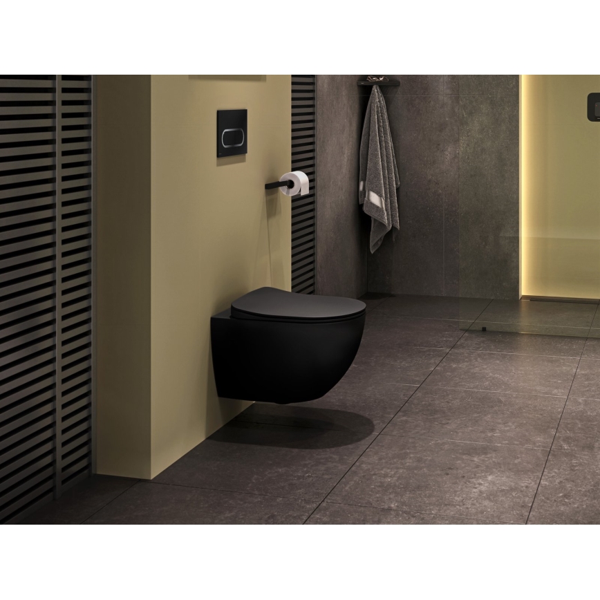 Ravak X01797 - Tualetes skalošanas poga 24,7x16,5 cm CHROME melna