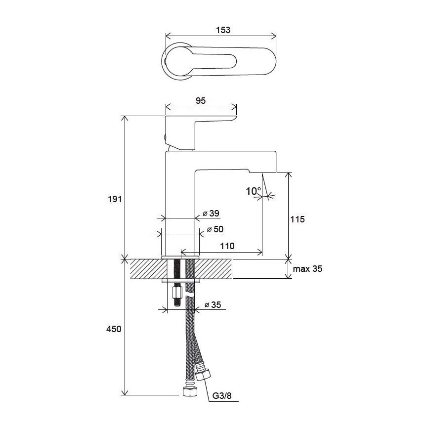 Ravak X070113 - Izlietnes jaucējkrāns PURI 19,1 cm spīdīgs hroms