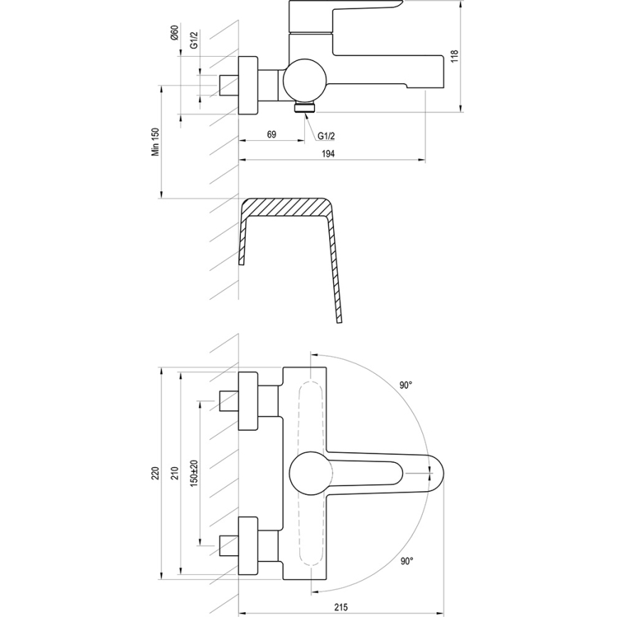 Ravak X070115 - Vannas jaucējkrāns PURI, spīdīgs hroms