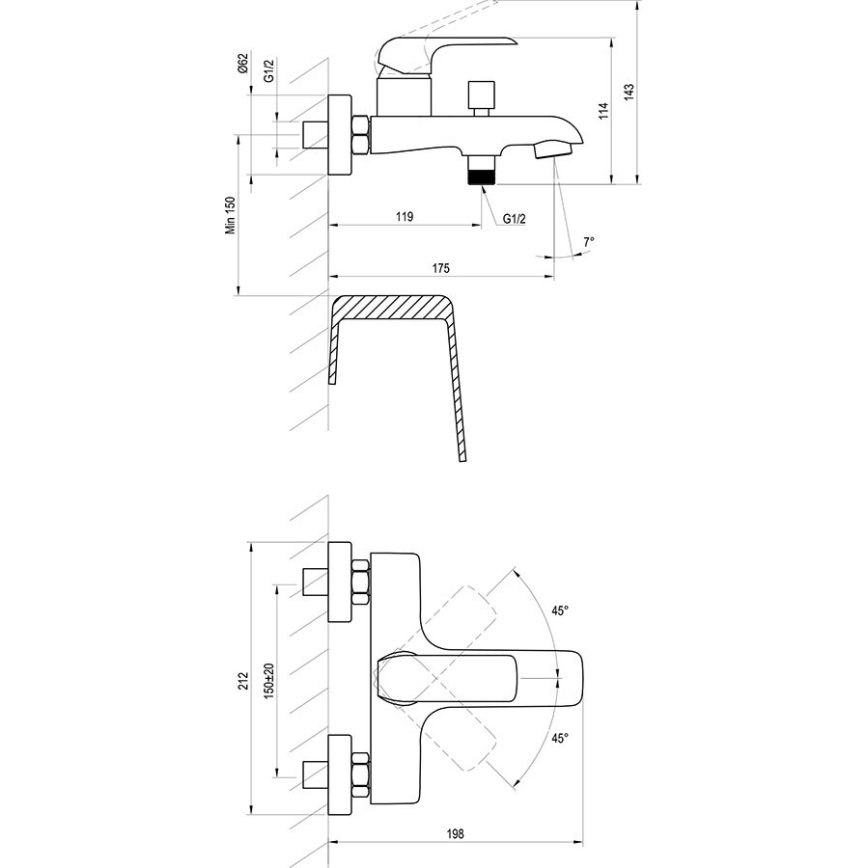 Ravak X070119 - Vannas jaucējkrāns FLAT spīdīgs hroms