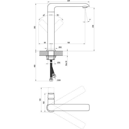 Ravak X070125 - Izlietnes/virtuves jaucējkrāns FLAT 26,2 cm spīdīgs hroms