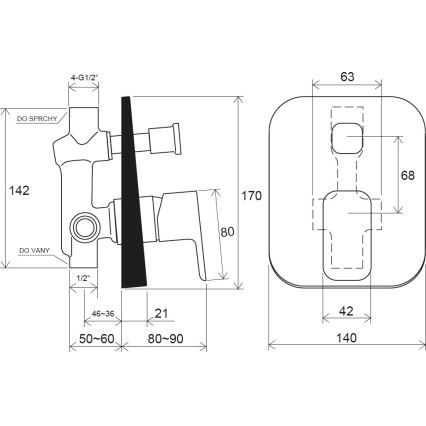 Ravak X070134 - Dušas jaucējkrāns slēptai montāžai FREE spīdīgs hroms