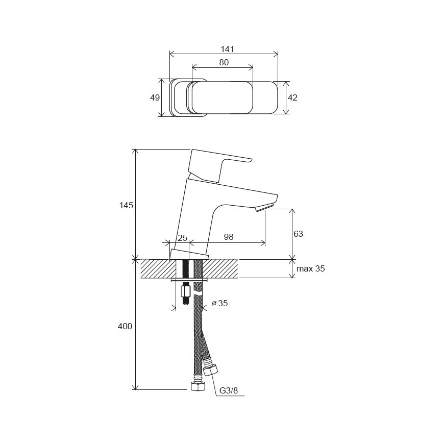 Ravak X070148 - Izlietnes jaucējkrāns FREE 14,4 cm melns