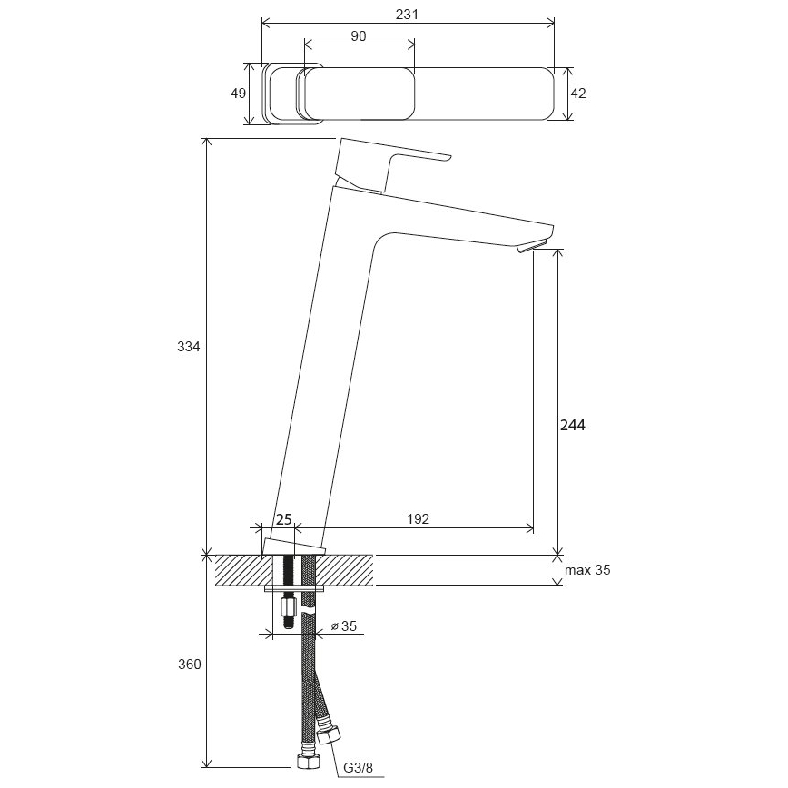 Ravak X070151 - Izlietnes jaucējkrāns FREE 33,4 cm melns