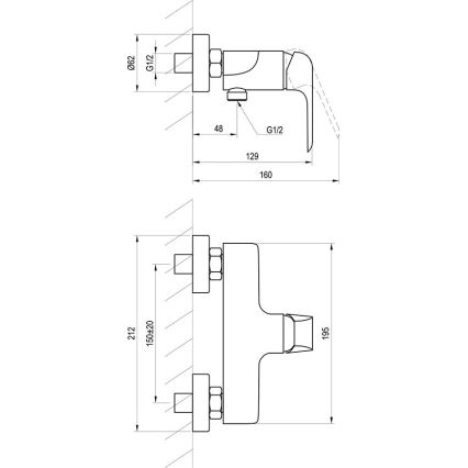 Ravak X070177 - FLAT dušas jaucējkrāns, matēts melns