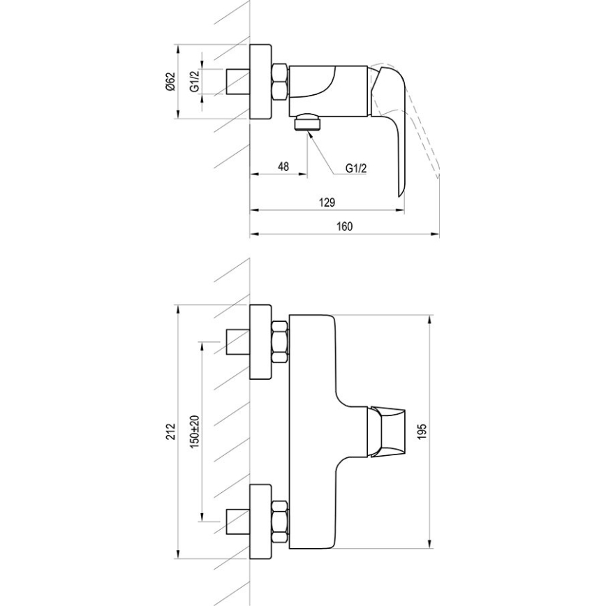 Ravak X070177 - FLAT dušas jaucējkrāns, matēts melns