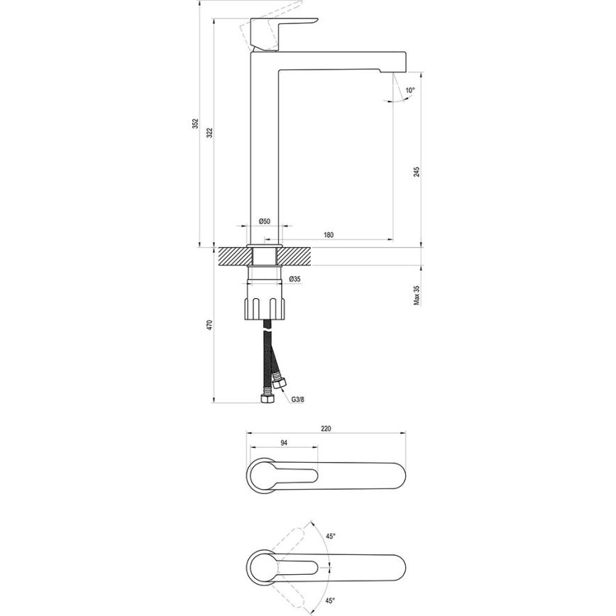 Ravak X070182 - izlietnes jaucējkrāns PURI 32,2 cm melns