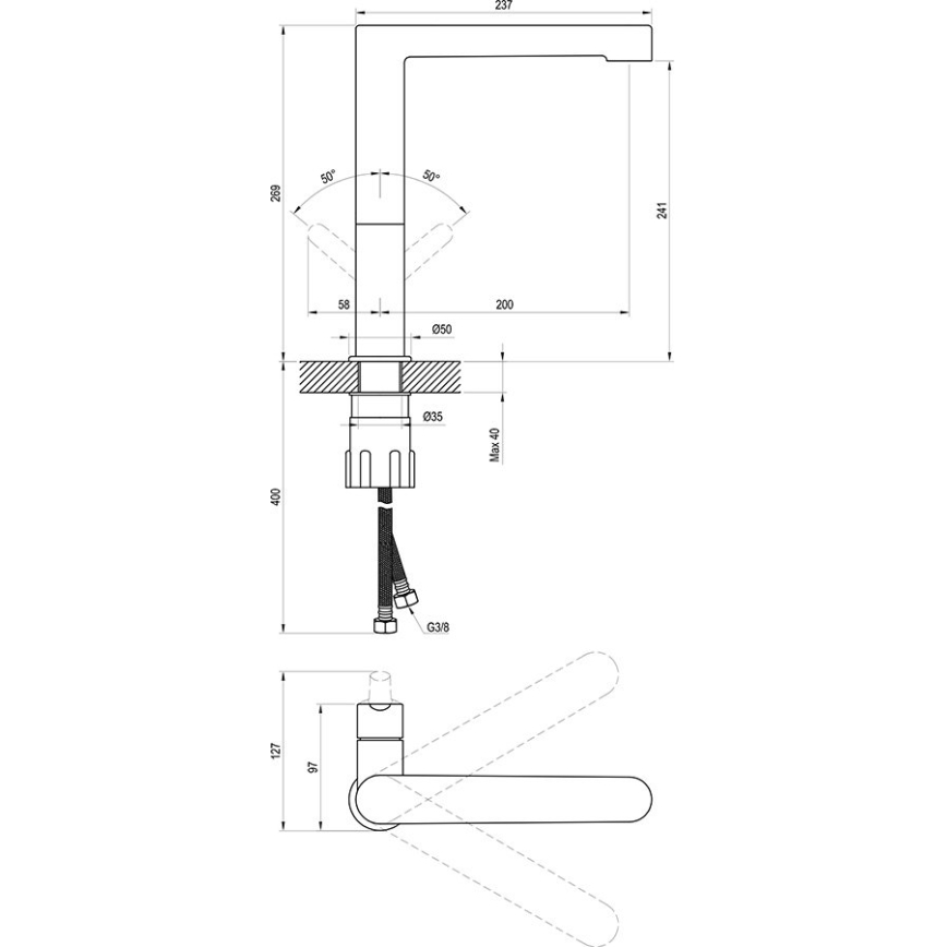 Ravak X070183 - Izlietnes jaucējkrāns PURI 26,9 cm melns