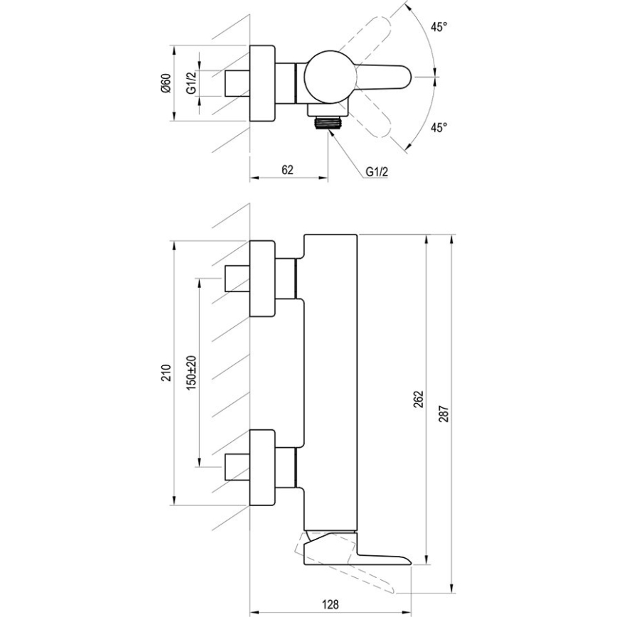Ravak X070187 - Dušas jaucējkrāns PURI melns