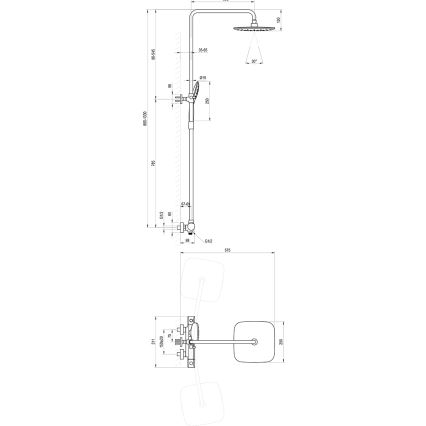 Ravak X070442 - Dušas komplekts ar FLAT termostata jaucējkrānu, spīdīgs hroms