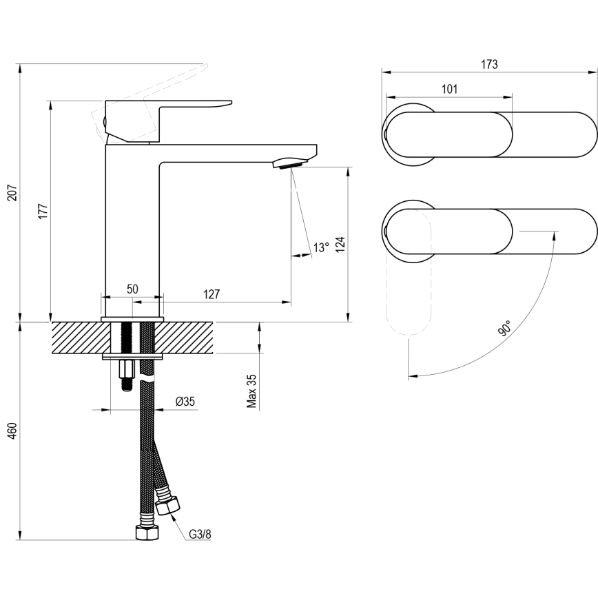 Ravak X070448 - Izlietnes jaucējkrāns CHROME 17,7 cm spīdīgs hroms
