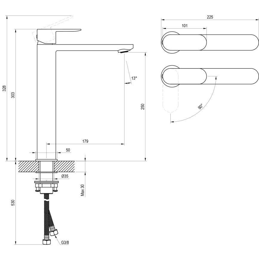 Ravak X070449 - Izlietnes jaucējkrāns CHROME 30 cm, pulēts hroms